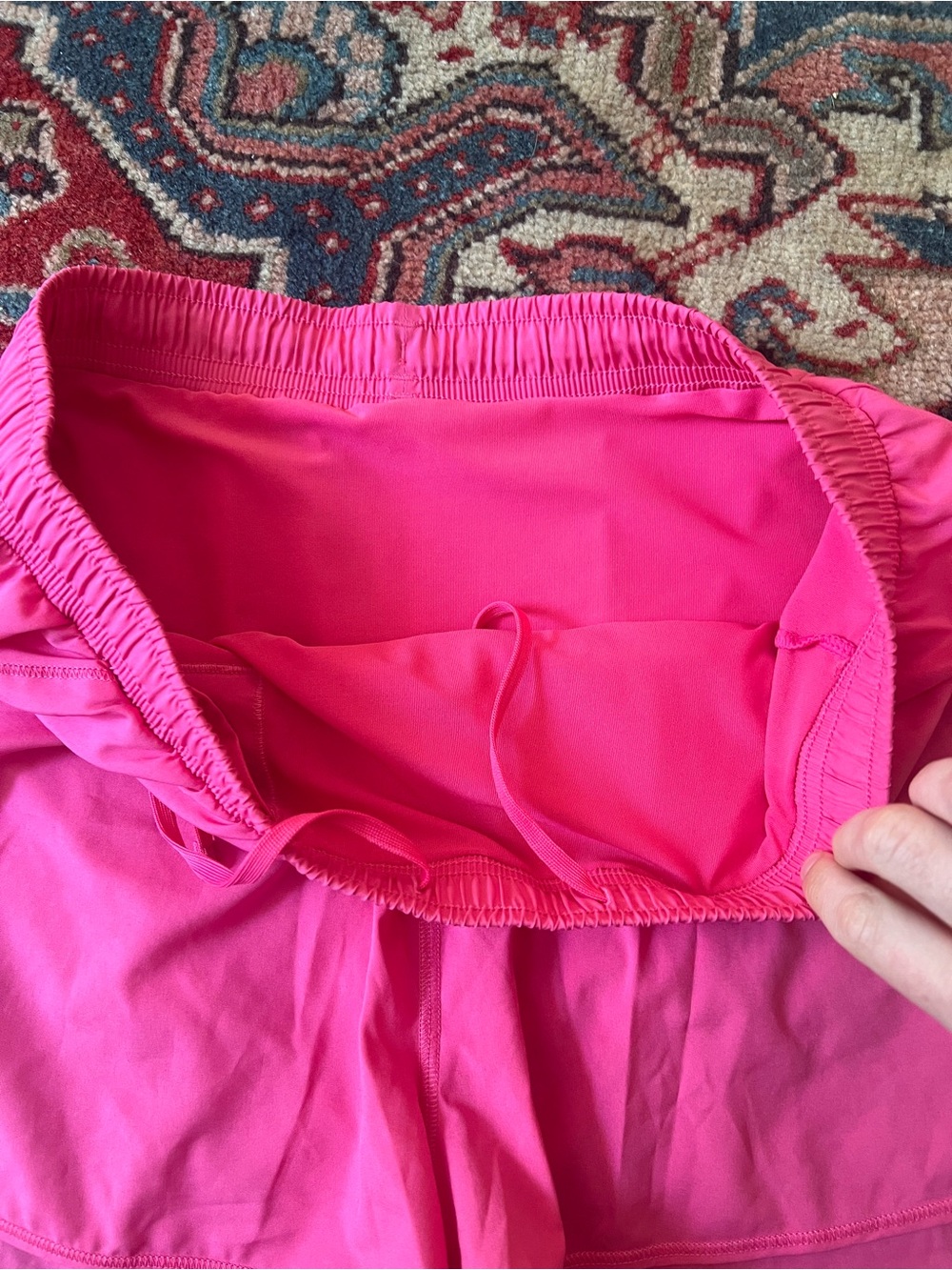 Alo Hot Pink High Rise Lined Stride Shorts— Womens Large - Picture 4 of 9